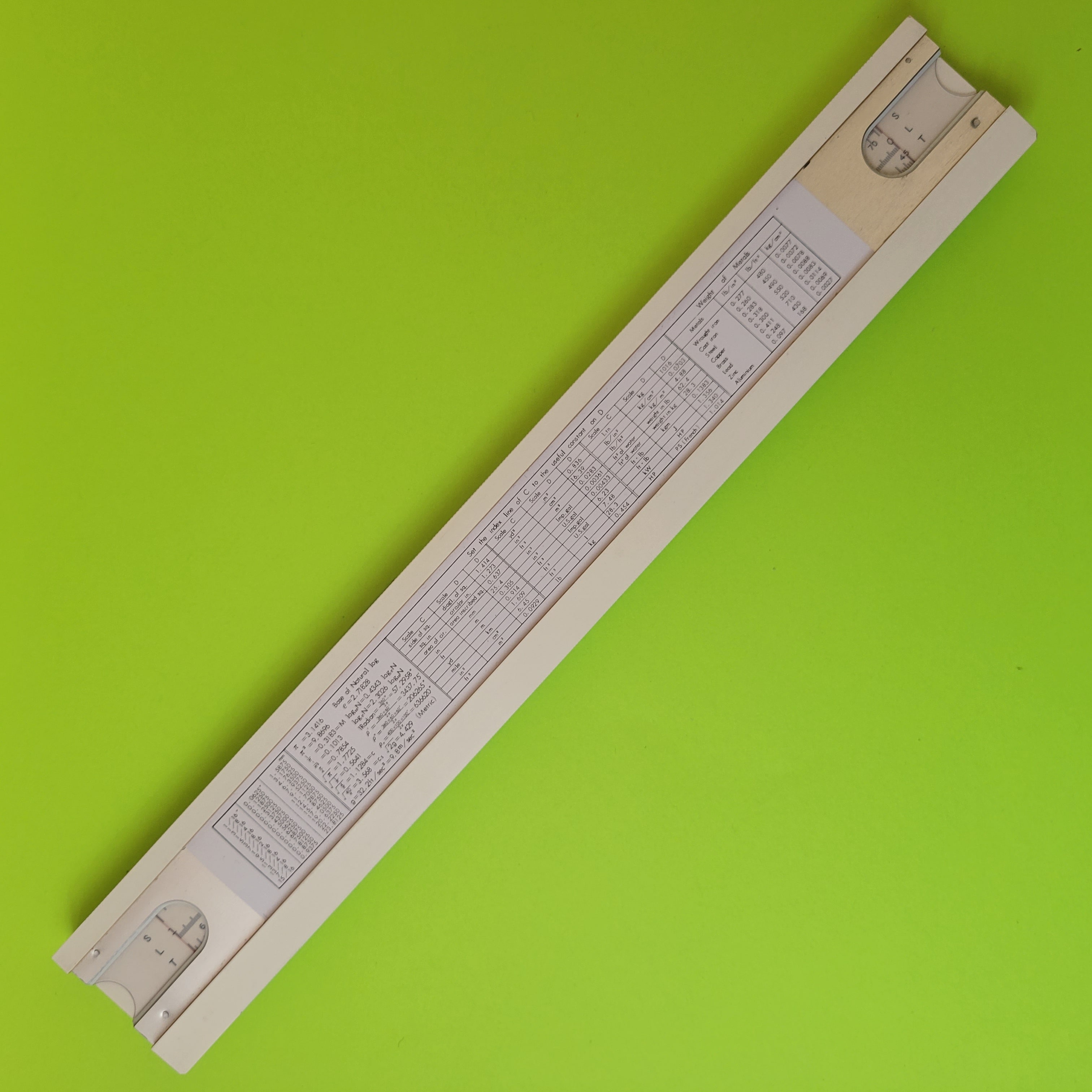 An image of the back of a Sun Hemmi 341 3526 slide rule